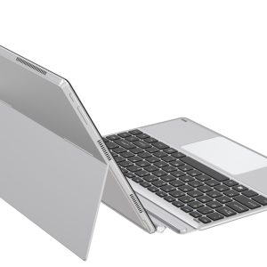 NXTCORE Flex S140F laptop showcasing its slim aluminum unibody design, detachable keyboard, and vibrant 14.1-inch touchscreen display